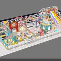 Vibrant Indoor Playground Layout With Colorful Slides Carousel Game Zones And Seating Areas