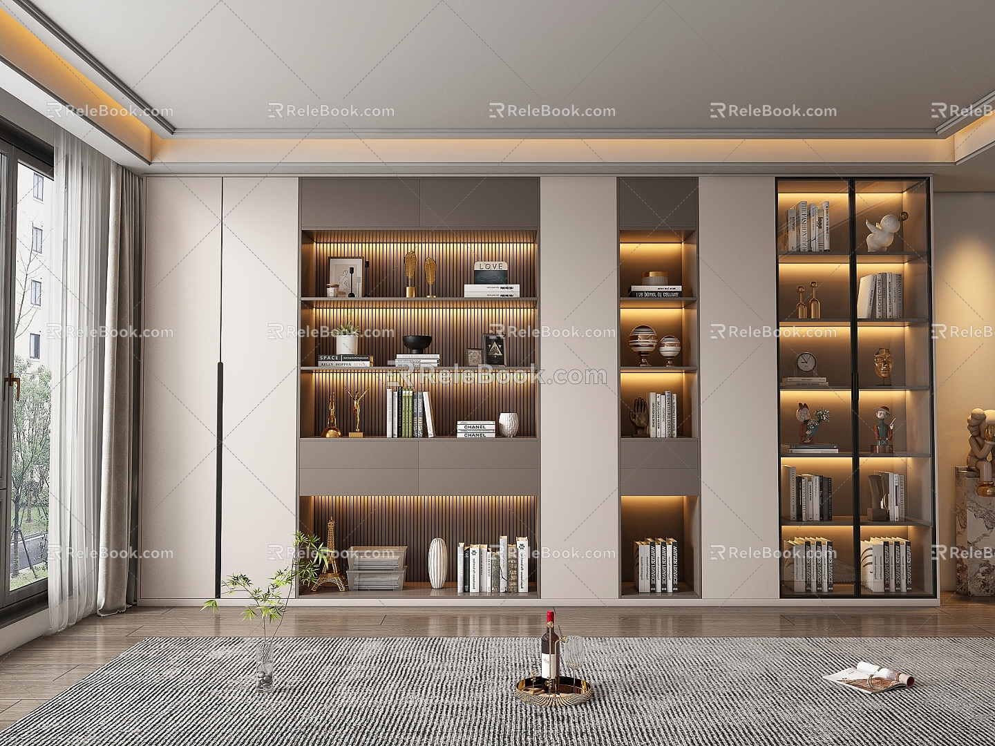 Modern bookcase 3d model