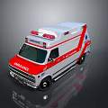 White And Red Ambulance Emergency Vehicle With Roof Red Sirens And Medical Cross