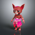 Cute Cartoon Chihuahua Character with Brown Fur Pink Decorative Sash and Shoes