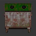 Green Household Trash Can With Two Round Openings And Rolling Wheels 3d model
