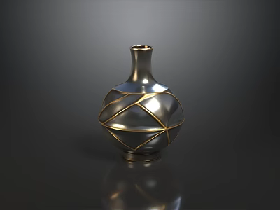 Elegant Luxury Sofa And Coffee Table Set With Exquisite Metallic Geometric Vase Home Decor 3d model