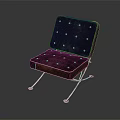 Brown Leather Leisure Chair With Tufted Backrest And Silver Metal Frame