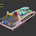 Modern Ferry With Two Level Structure And American Flag 3d model