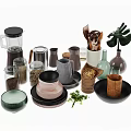 Essential Food Preparation Kitchen Tools With Coffee Maker Mugs Plates Jars And Plants