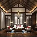Elegant New Chinese Style Solid Wood Multi Person Sofa Set For Cozy Spacious Living Room