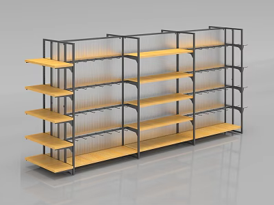 Modern Display Shelves With Metal Frame And Wooden Tiers For Retail Showrooms 3d model