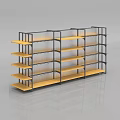 Modern Display Shelves With Metal Frame And Wooden Tiers For Retail Showrooms