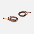 Brown Braided Jump Ropes With Wooden Handles On White Background