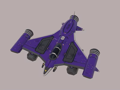 Purple Fighter Jet 3D Rendering With Futuristic Design And Engines 3d model