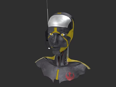 Game And Movie Character Silver And Yellow Cyborg With Red Emblem And Mechanical Structure 3d model