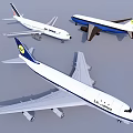 Three Commercial Airliners Displayed In Clear Background