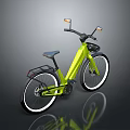 Bright Yellow Modern Bicycle With Rearview Mirrors Front Basket And White Rimmed Wheels