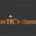 Cartoon Style City Model Design With Red Roofs Central Dome And Plaza Layout
