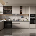 Modern Kitchen Interior Design With Gray Cabinets Built in Appliances And Polished Countertop