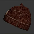 Cute Red Corduroy Hat With Bear Ears And Smiling Face Design 3d model
