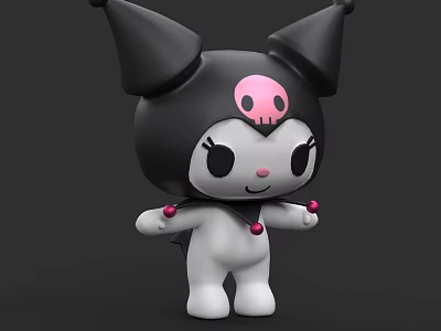 Cute Game and Movie Character With Black Pointed Hat And Pink Skull Design 3d model