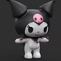 Cute Game and Movie Character With Black Pointed Hat And Pink Skull Design
