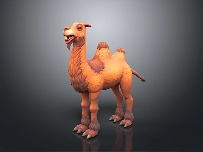 Realistic Bactrian Camel 3D Model with Detailed Fur and Animated Features 3d model