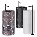 Elegant Marble Washbasins Cylindrical Design With Black Faucets And Various Colors