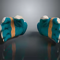 Teal Gloves With Orange Straps White Fingers On Black Surface With Reflection