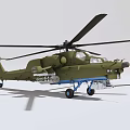 Green Military Helicopter Front View With Rotor Blades Cockpit Windows Weapon Systems And Landing Gear