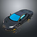 Sleek Black Luxury Sports Car With Blue Windows And Yellow Accents