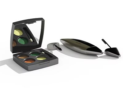 Luxury Cosmetic Collection Featuring Vibrant Eyeshadow Palette Mascara And Precision Makeup Brush Tools 3d model