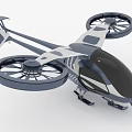 Futuristic Flying Vehicle With Two Large Rotors Aerodynamic Body And Gray Black Design