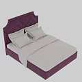 Modern Purple Tufted Headboard Double Bed With Gray Bedding And Sheets