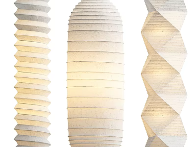Three Unique White Chandeliers With Layered Textured Shades And Modern Design 3d model