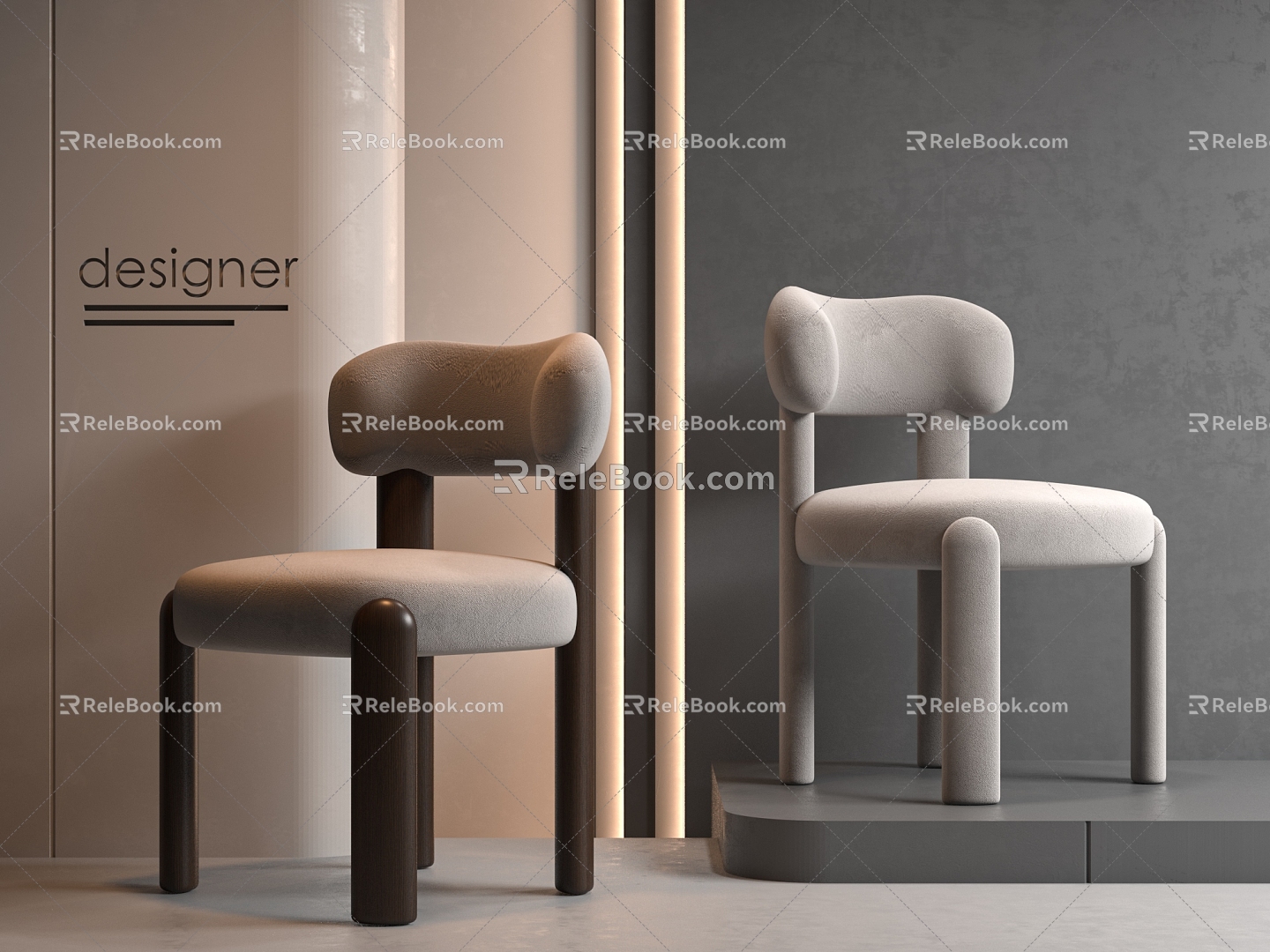 Modern Dining Chair Single Chair Leisure Chair 3d model