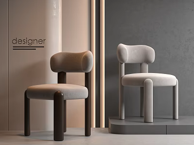 Modern Designer Dining Chairs With Upholstered Seats And Contrasting Leg Colors 3d model