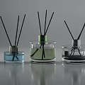 Perfume Cosmetics Transparent Glass Fragrance Bottles with Different Colored Liquids and Black Reeds