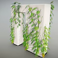Lush Green Vines Growing On White Structure With Hanging Leaves And Small Yellow Flowers