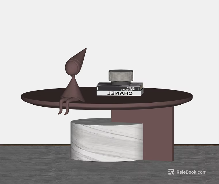 Modern Coffee Table With Marble Base Sculpture And Books On Top 3d model 