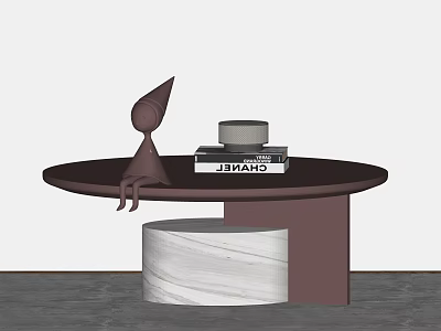 Modern Coffee Table With Marble Base Sculpture And Books On Top 3d model