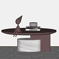 Modern Coffee Table With Marble Base Sculpture And Books On Top