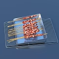 Juicy Grilled Meat Skewers On Bamboo Sticks For Appetizing Barbecue Treat