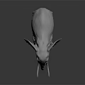 Realistic White Elephant 3D Model Rendered on Dark Reflective Surface