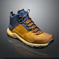 High Top Brown And Blue Outdoor Shoes With Blue Laces And Rubber Sole