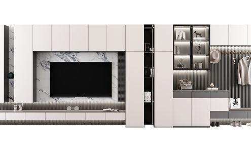 Modern TV Background Cabinet TV Background Wall TV Cabinet Shoe Cabinet 3d model