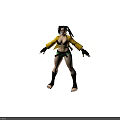 Female Action Character With Yellow Jacket Black Bikini Green Shorts And Black Boots