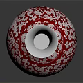 Decorative Red Porcelain Vase With Intricate White Floral Patterns And Smooth Curved Body