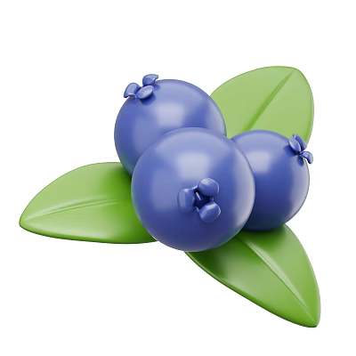 Ripe Fresh Blueberries with Vibrant Green Leaves on White Background 3d model Ripe Fresh Blueberries with Vibrant Green Leaves on White Background 3d model