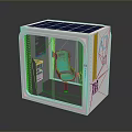 Solar Powered Small Booth Interior With Green Chair And Functional Design