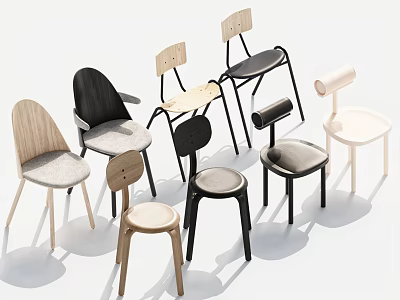Children'single chair combination dining chair 3d model