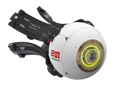 EDO MURATA Circular Tech Device With White Black Design And Yellow Ring 3d model