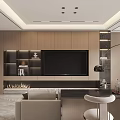 Modern Living and Dining Room Interior Design With Sofa Dining Table Artwork And Pendant Lights