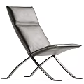 Contemporary Gray Leather Leisure Chair Featuring X Shaped Metal Frame And Ergonomic Design
